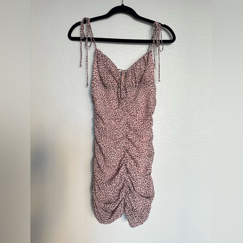 Pink & Brown Ruched Dress - American Threads